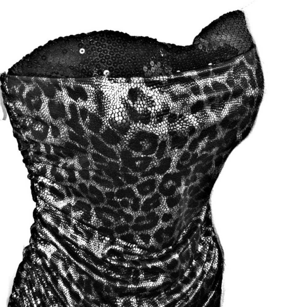 NWOT Metallic Animal Print Top w/Black Sequins